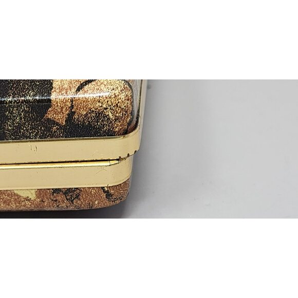 Vintage Mele Jewelry‎ Box Brown & Gold Floral Velvet Lined Storage Case - Picture 14 of 15